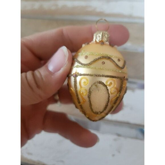 Gold sparkle fancy mini egg ornament access tree - Picture 2 of 7